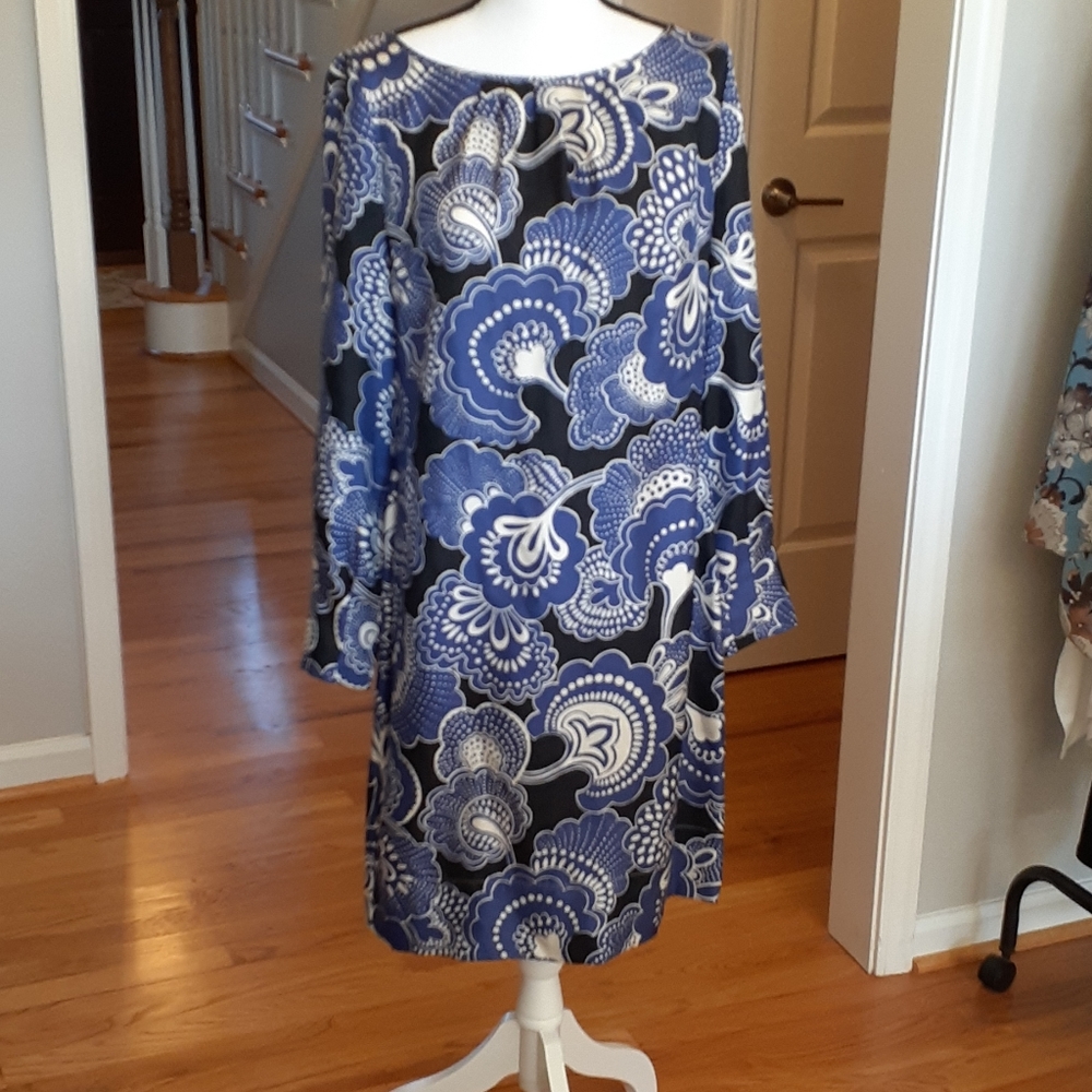 Banana Republic 100% Silk Purple & Black Dress 10